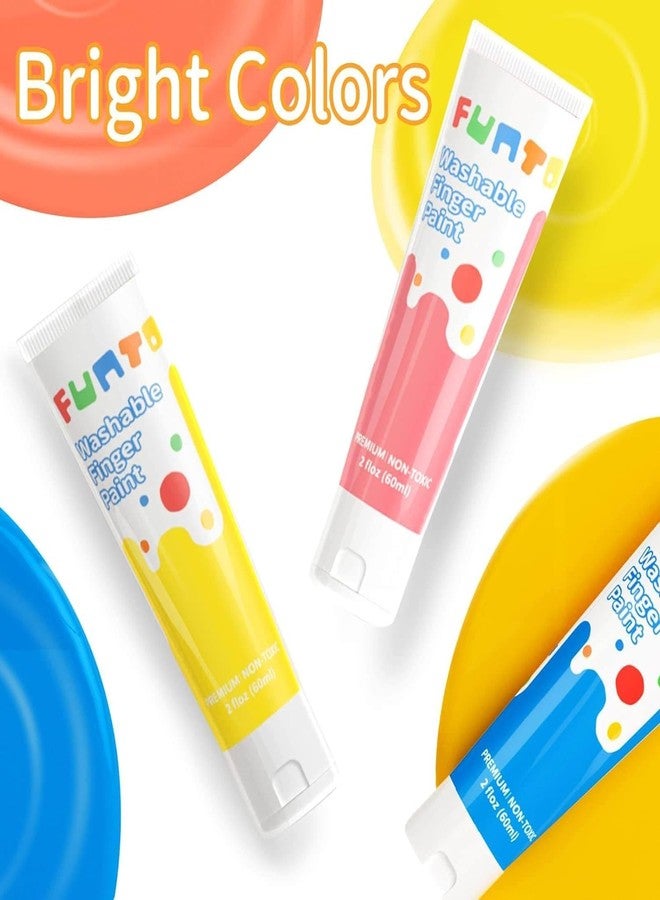 Funto Washable Finger Paint for Kids, Safe & Non-Toxic Finger Painting for Toddlers 1-3, Bath Paint, Toddler Art Painting Supplies, 10 Assorted Colors - Image 3